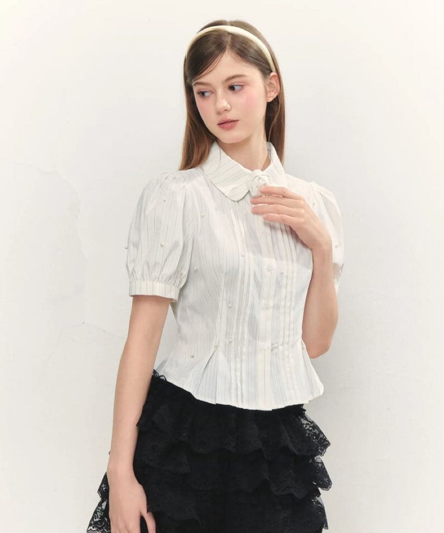 Treat Ürself Rose accent shirt blouse