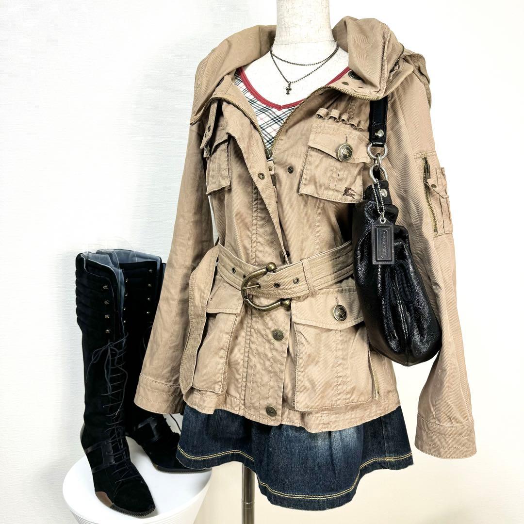 y2k✨️ BURBERRY BLUE LABEL ロゴ ミリタリー ジャケット