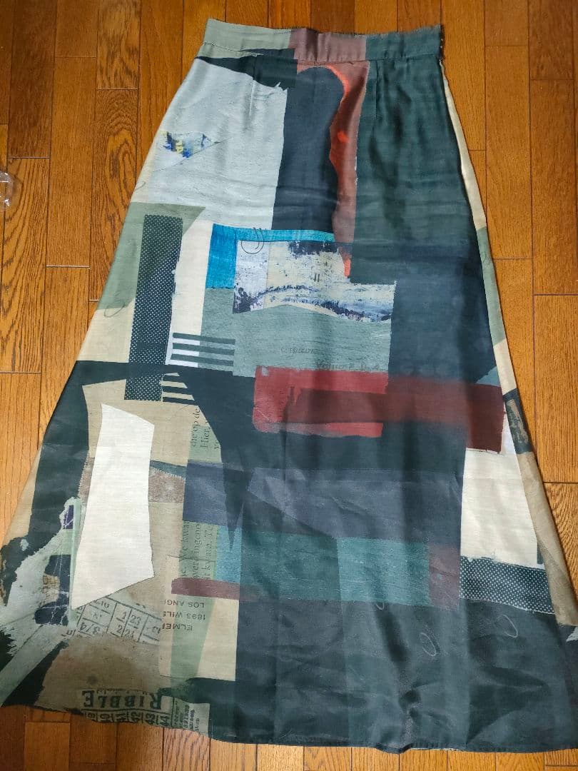 スカート Ameri ART COLLAGE PRINT SHEER SKIRT