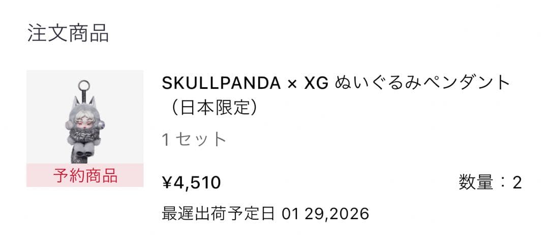 SKULLPANDA x XG ぬいぐるみペンダント