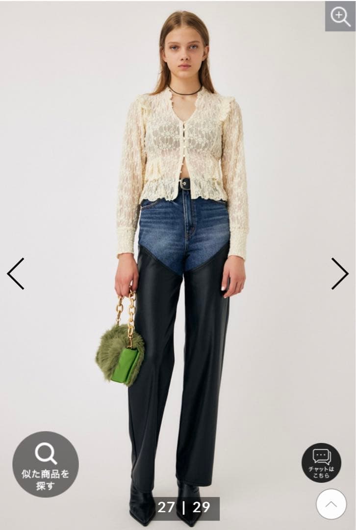 moussy F/LEATHER COMBI STRAIGHT レザーデニム