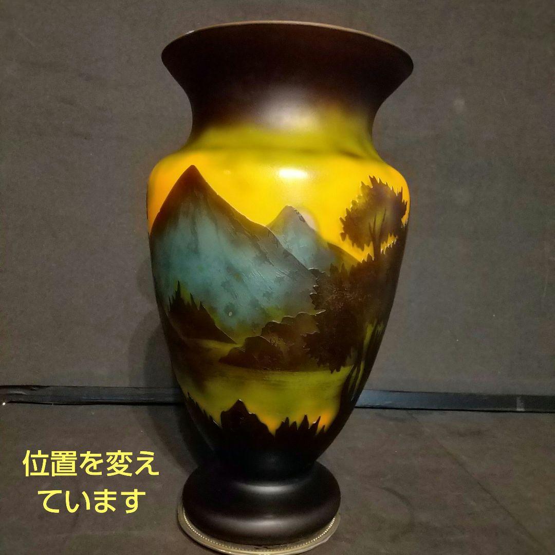 エミ―ルガレ 風景図 花瓶 アンティーク 被せガラス 西洋美術 ガラス工芸品