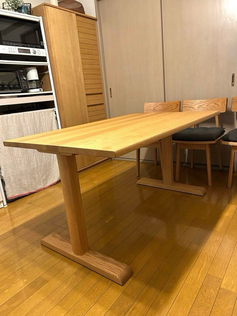 【美品】HIDA 飛騨産業 ダイニングテーブル　天然木　キツツキマーク　保証書付