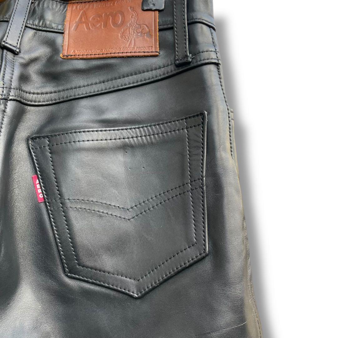 エアロレザー 肉厚 ホースハイド 馬革 レザーパンツ size 31ライダース