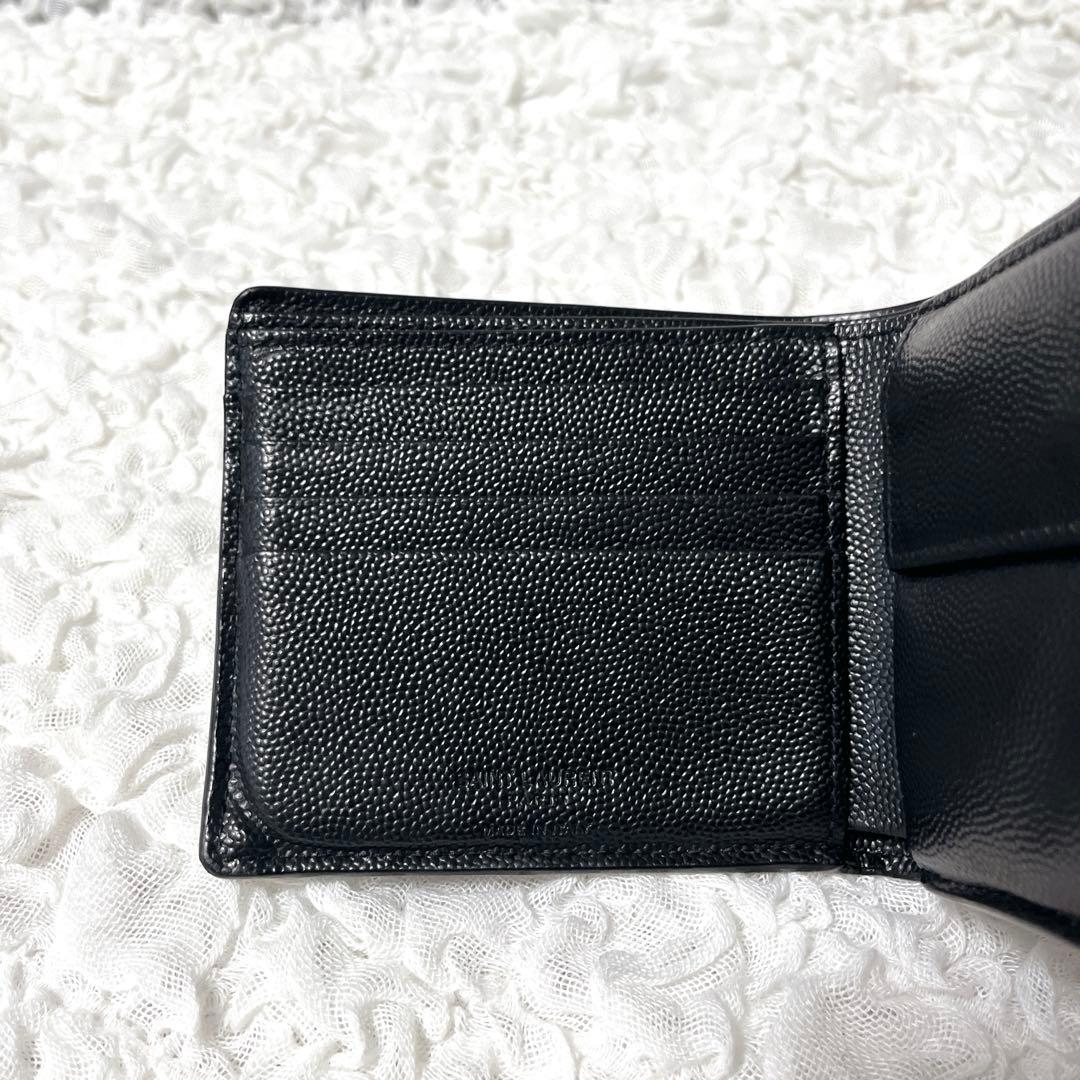 SAINT LAURENT ブラック二つ折り財布　レザー　サンローラン　黒