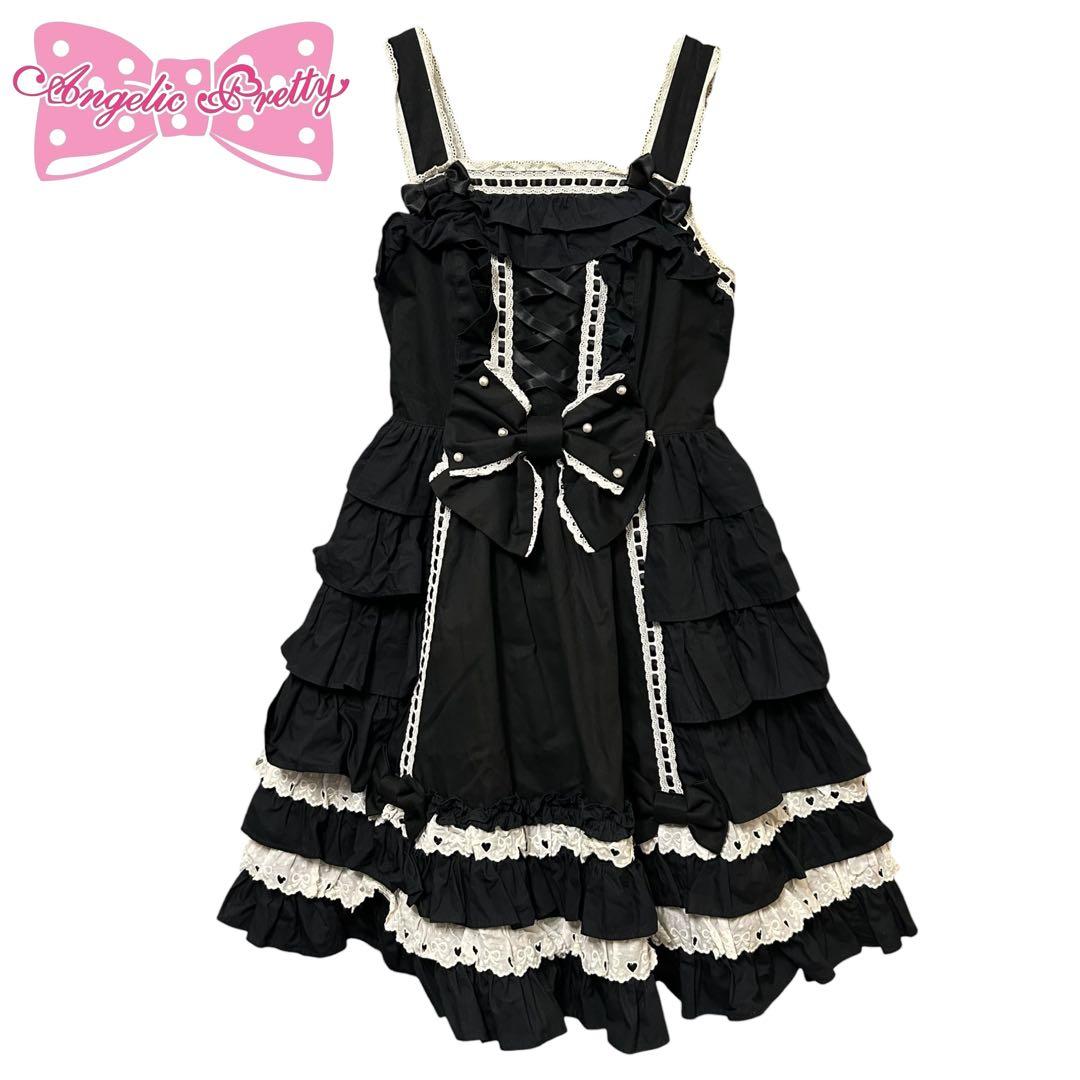 Angelic Prettyリボンフリル ミディ ワンピース ドレス ロリータ