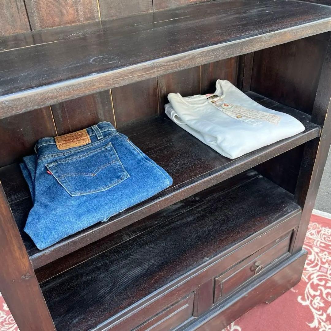 ビンテージ古家具◾️木製無垢材 古着屋で使っていたディスプレイ棚 展示棚 シェルフ