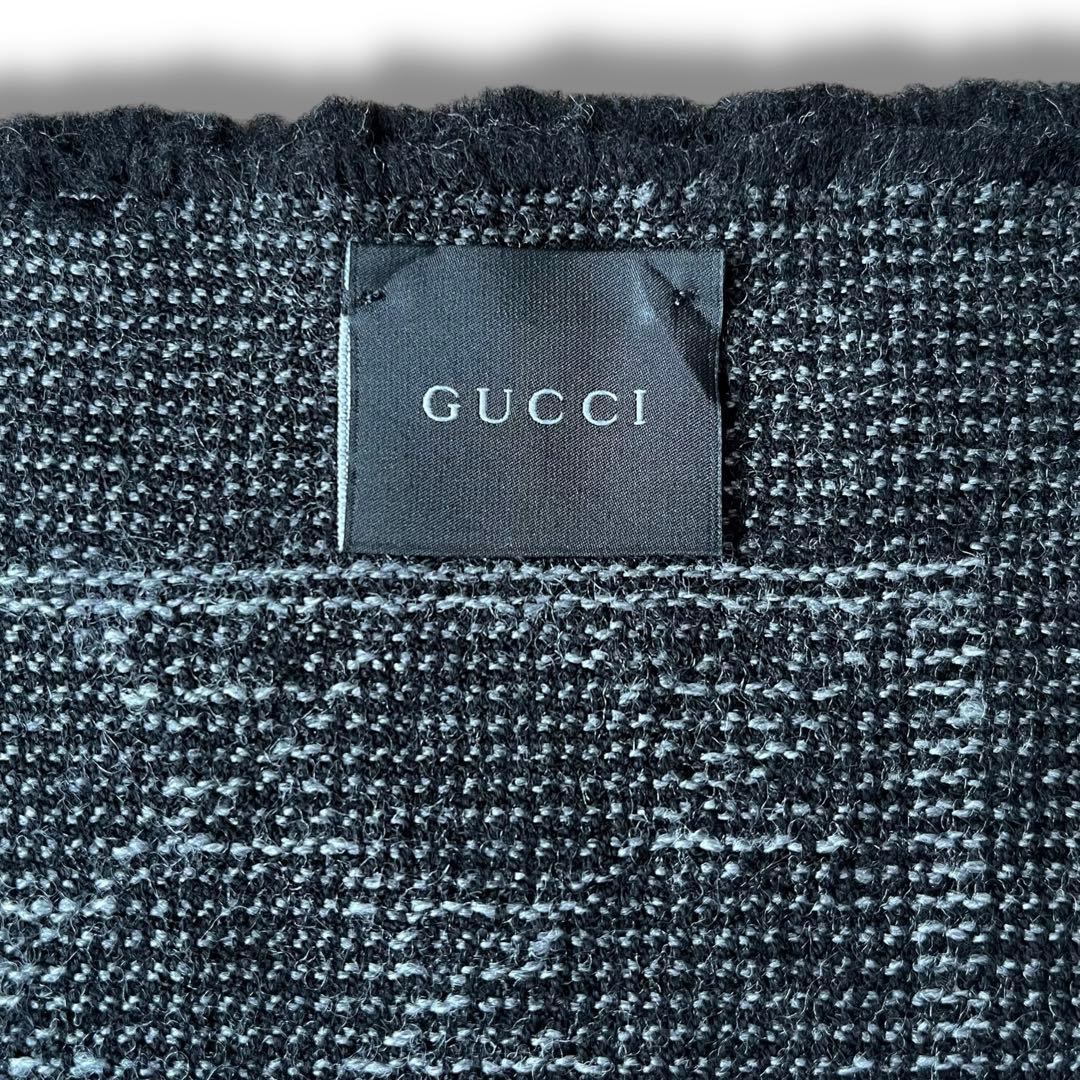 美品 GUCCI GGマーク ロゴ ウール ストール マフラー ブラック系