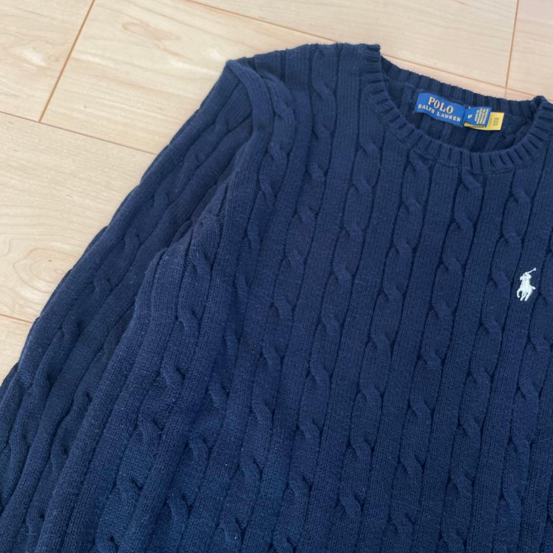 POLO RALPH LAUREN ポロ M ネイビー ケーブルニットセーター