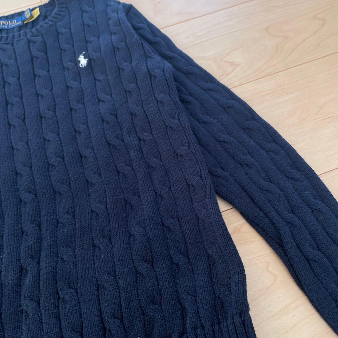 POLO RALPH LAUREN ポロ M ネイビー ケーブルニットセーター