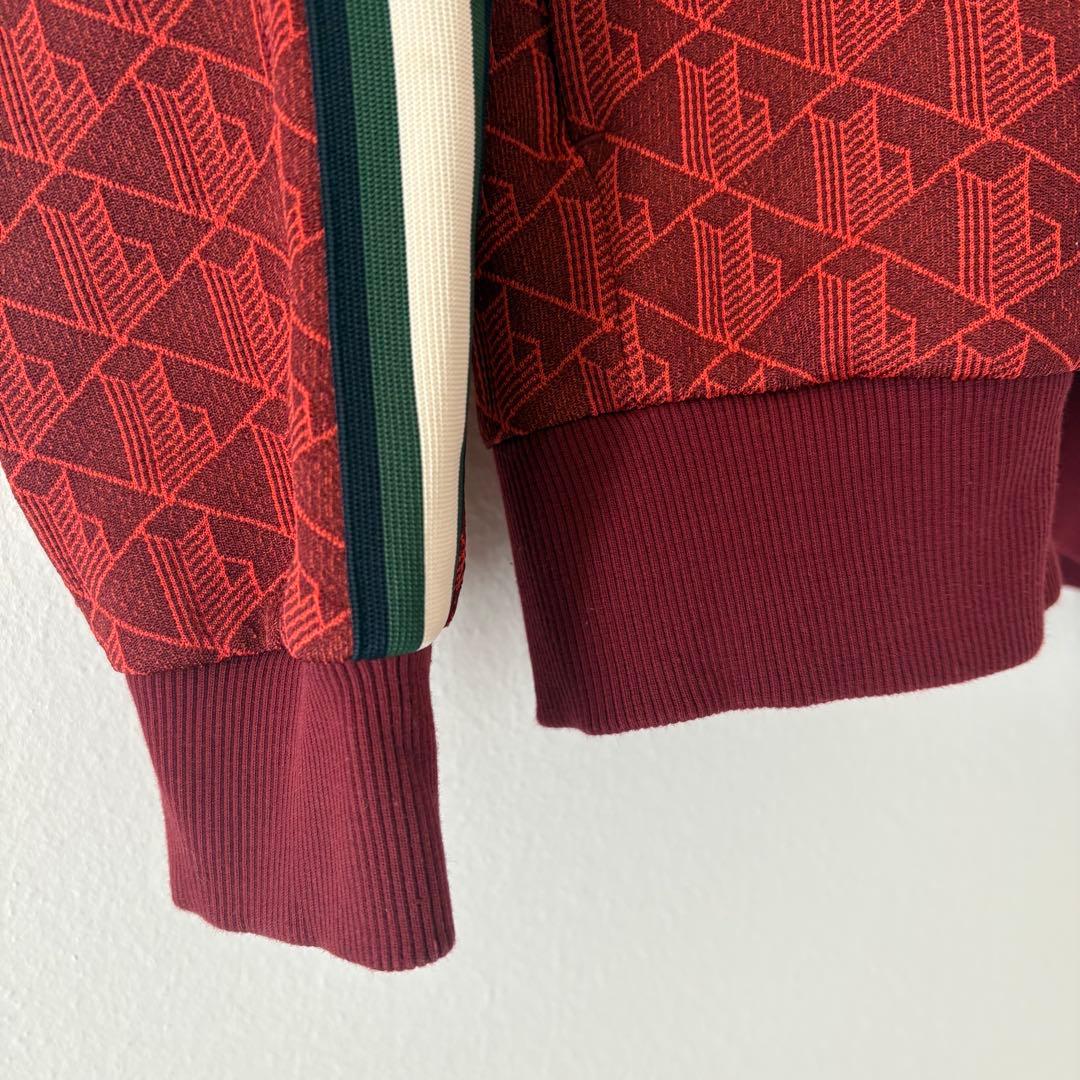 ラコステ　LACOSTE モノグラムジャカードトラックジャケット　M 赤