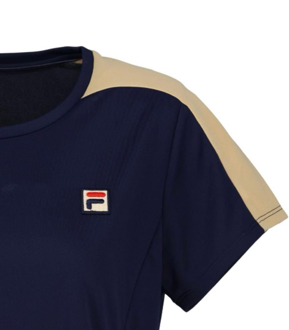 No.647 FILA スタイルアップ抜群ゲームシャツ☆NAVY☆XL☆