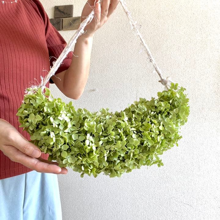 アナベル紫陽花　三日月リース