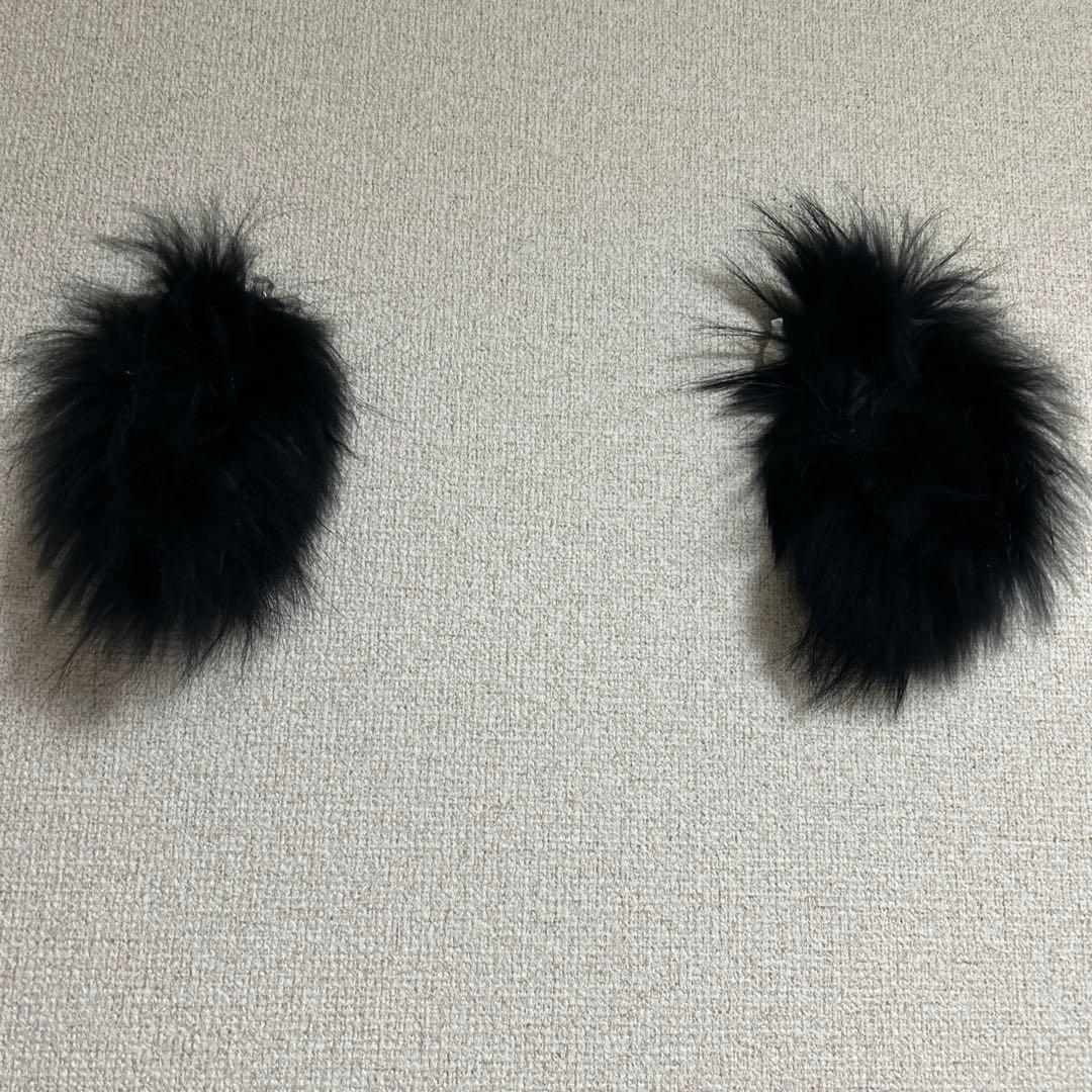 Super Beauty ファー付き黒ロングコート