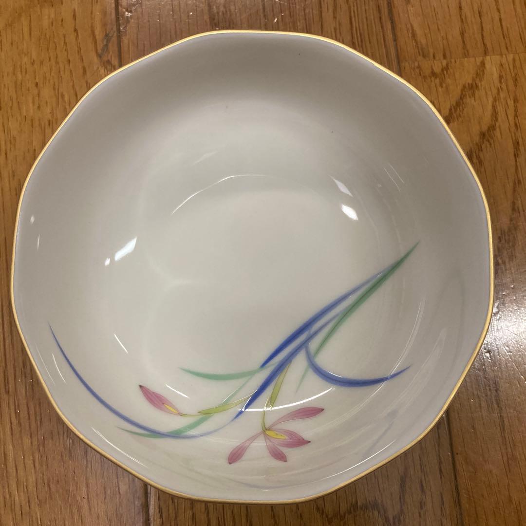 花模様 食器セット 4個 木箱付き　香蘭社