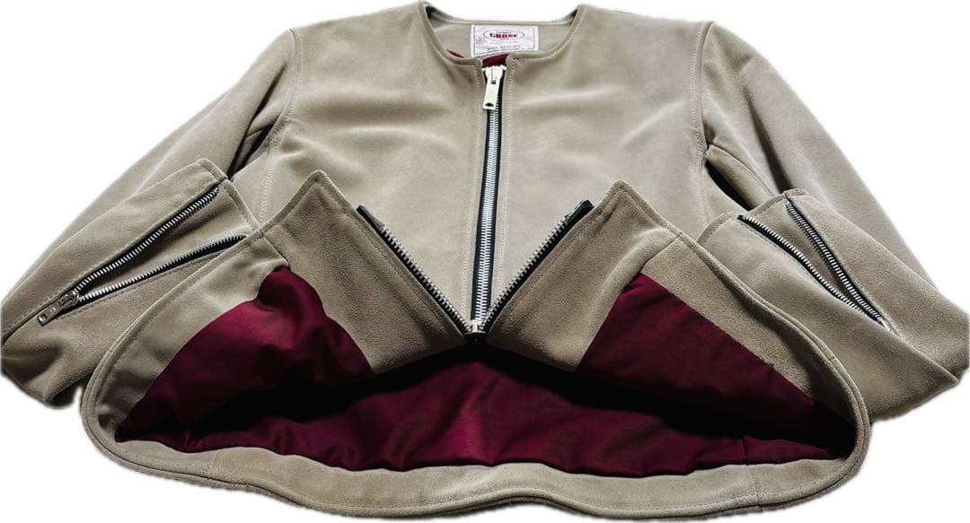 JAMESGROSEベージュ スエードレザー シングルライダースジャケット 38