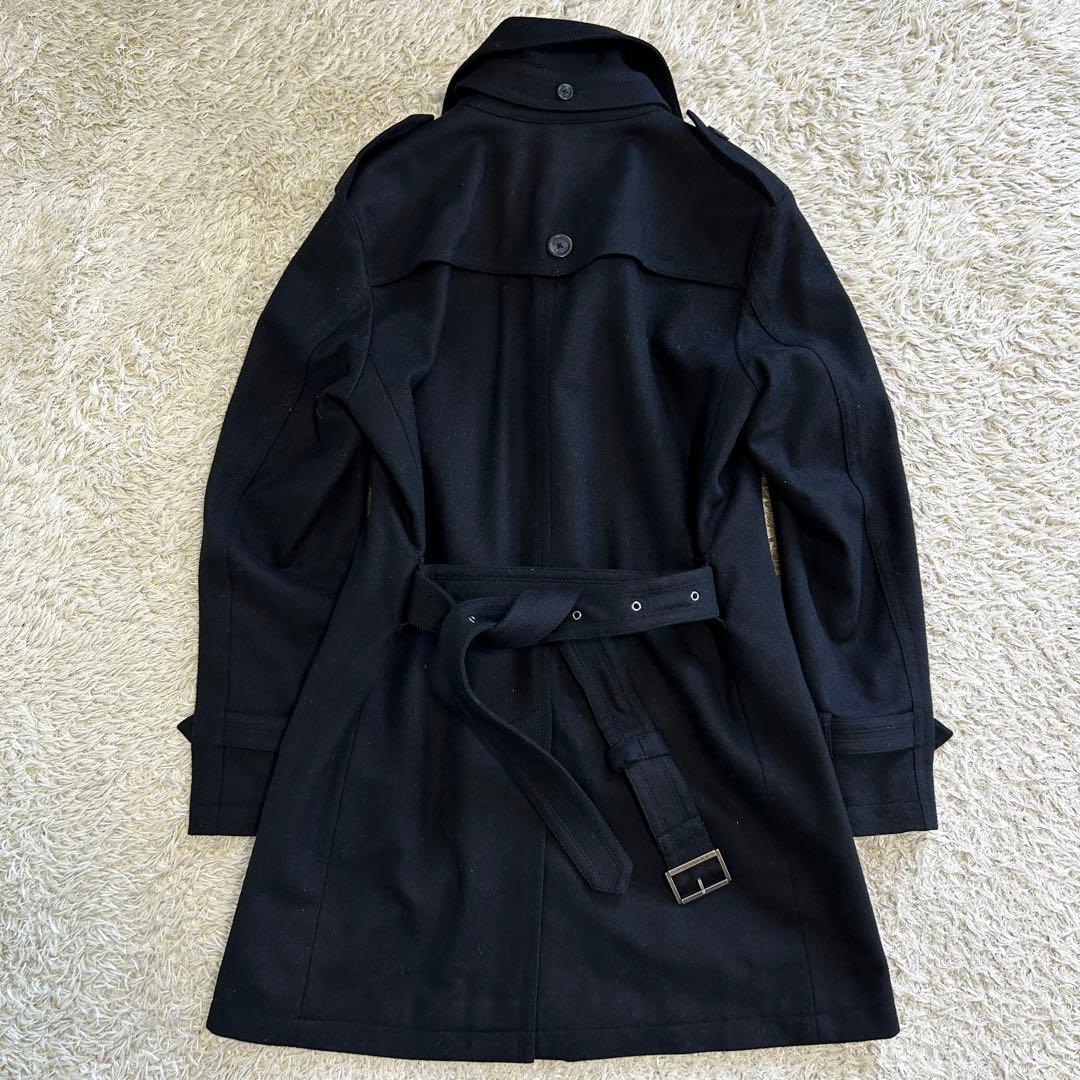 【美品】バーバリーブラックレーベル トレンチコート ウール ノバチェック 黒 S