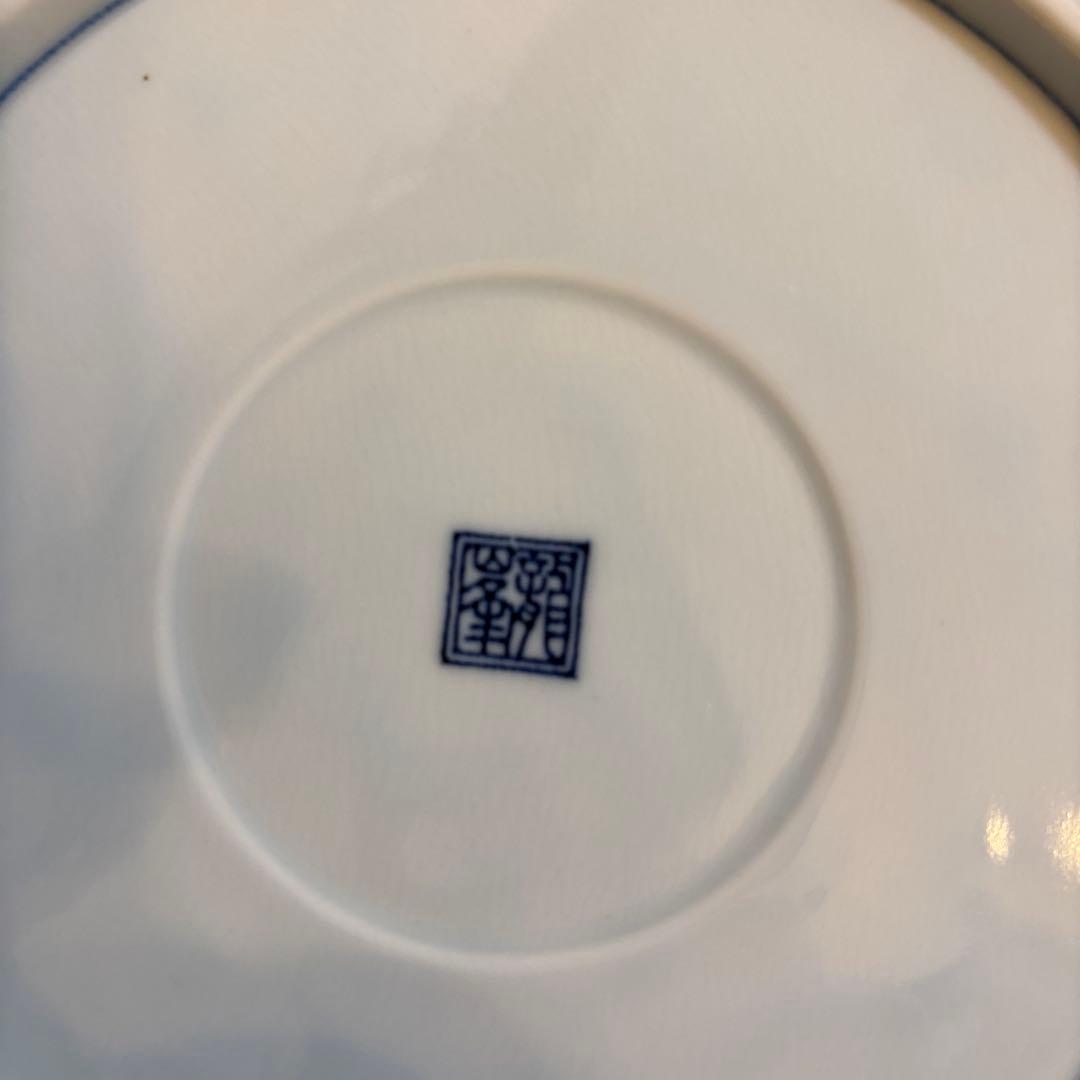 龍峯窯 祥瑞花丸紋 金彩古伊万里 菊割 輪花 中皿 大皿(22㎝)4枚