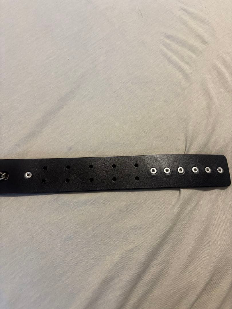r　Dior HOMME stripエディ期　ハトメ　レザーチェーンベルト