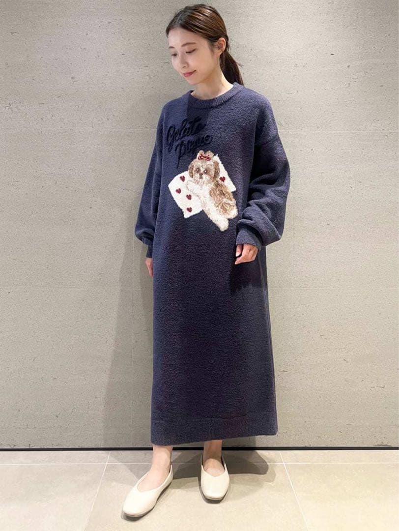 新品未開封＊シーズー ジャガード ワンピース ネイビー