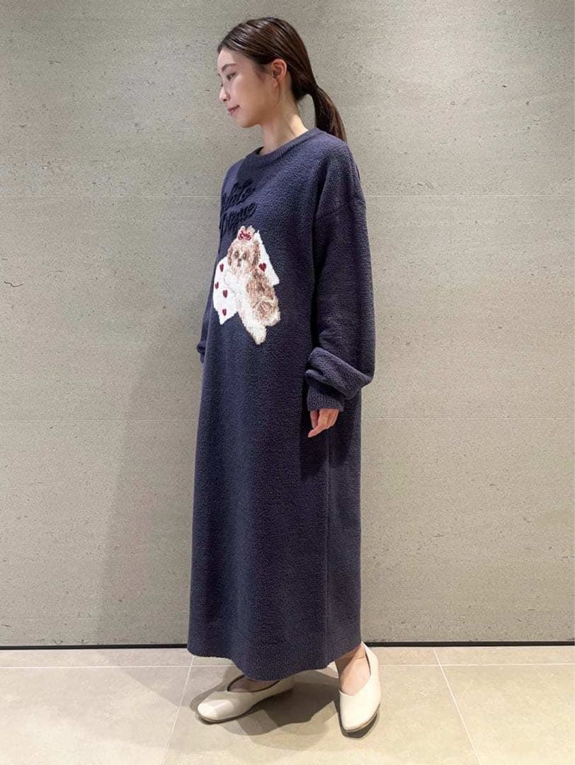 新品未開封＊シーズー ジャガード ワンピース ネイビー
