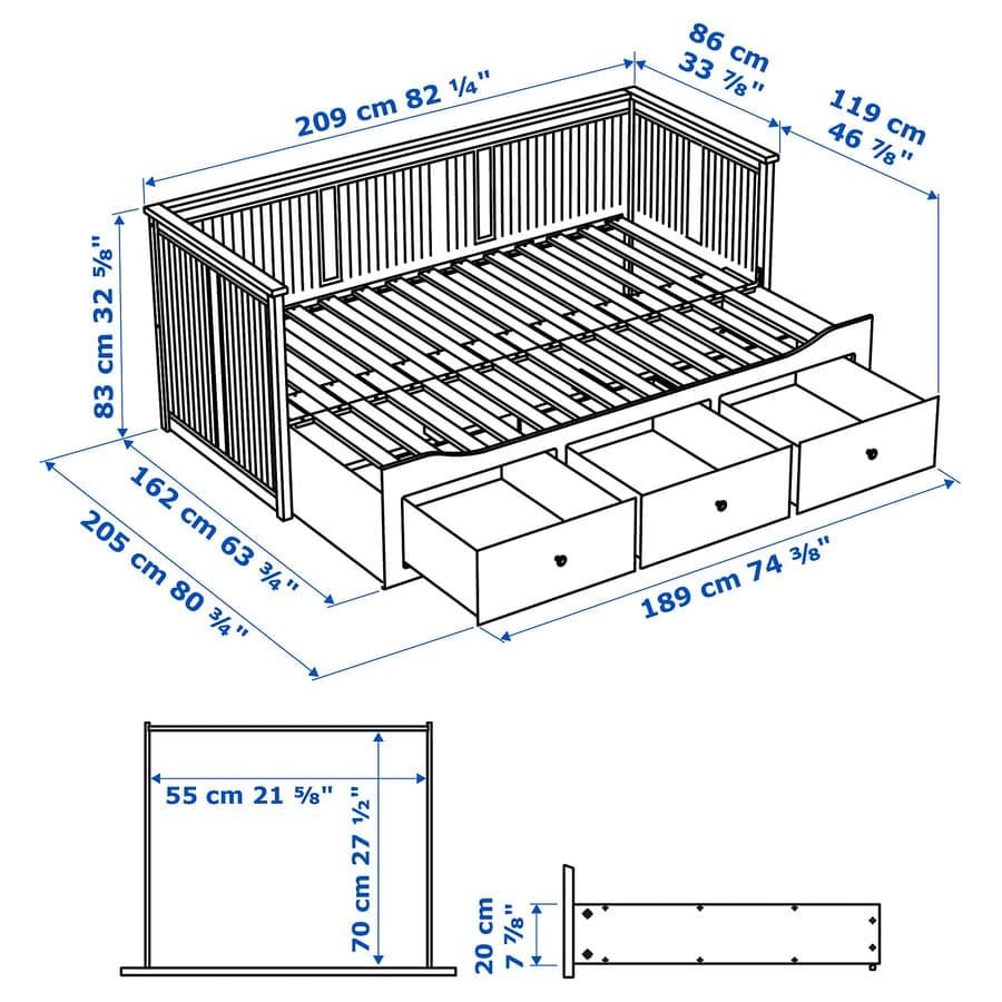 【美品】IKEA HEMNES ベッドフレーム シングル　ダブル引き出し付き
