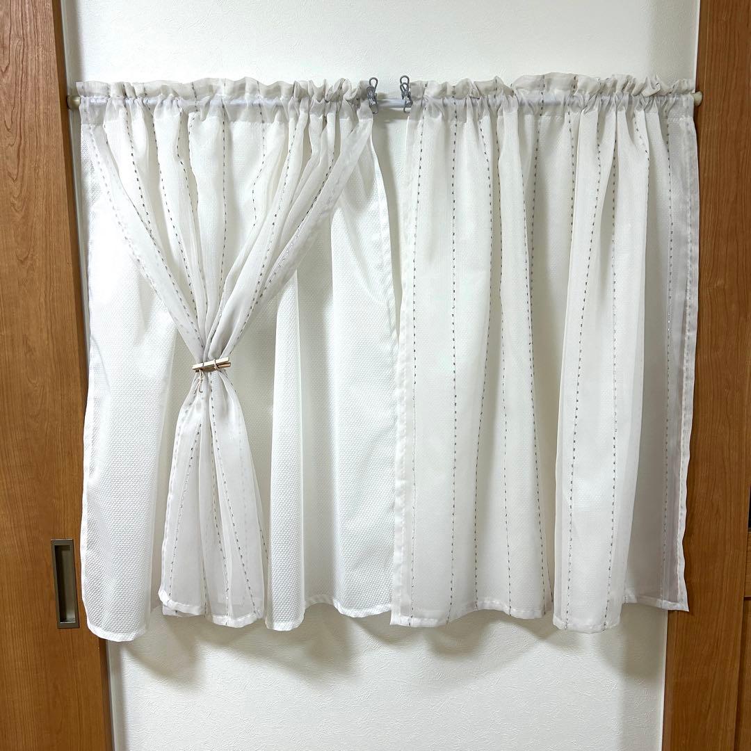 【かよじ②】二重レースカフェカーテン　4枚　オーダー品