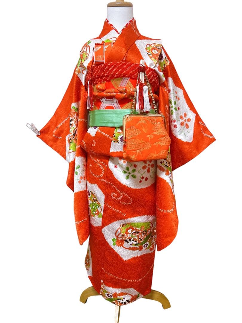 お買い得品♡七五三　5歳から小さめ7歳　女の子　フルセット　一式　朱色系