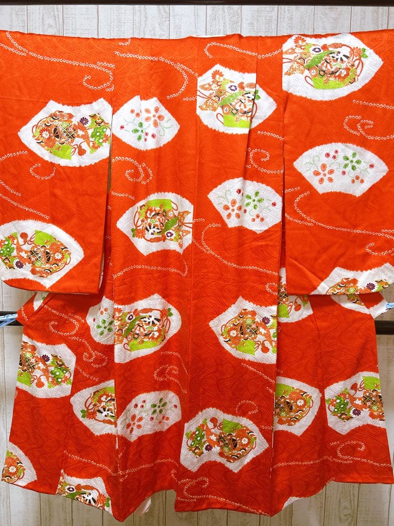お買い得品♡七五三　5歳から小さめ7歳　女の子　フルセット　一式　朱色系