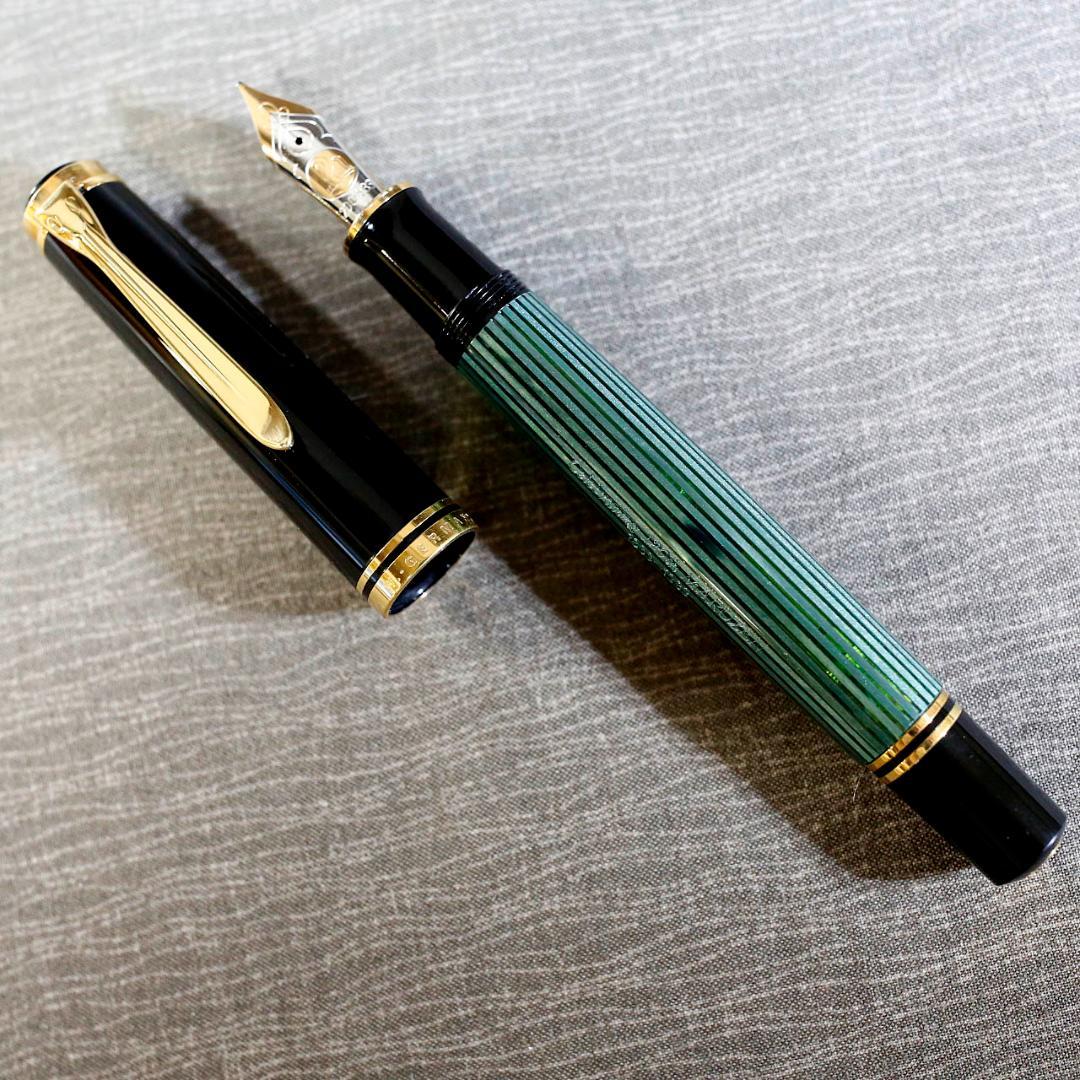 【レア限定品】ペリカン 万年筆 Ｍ８００ 丸善１２０周年記念 スーベレーン 緑縞