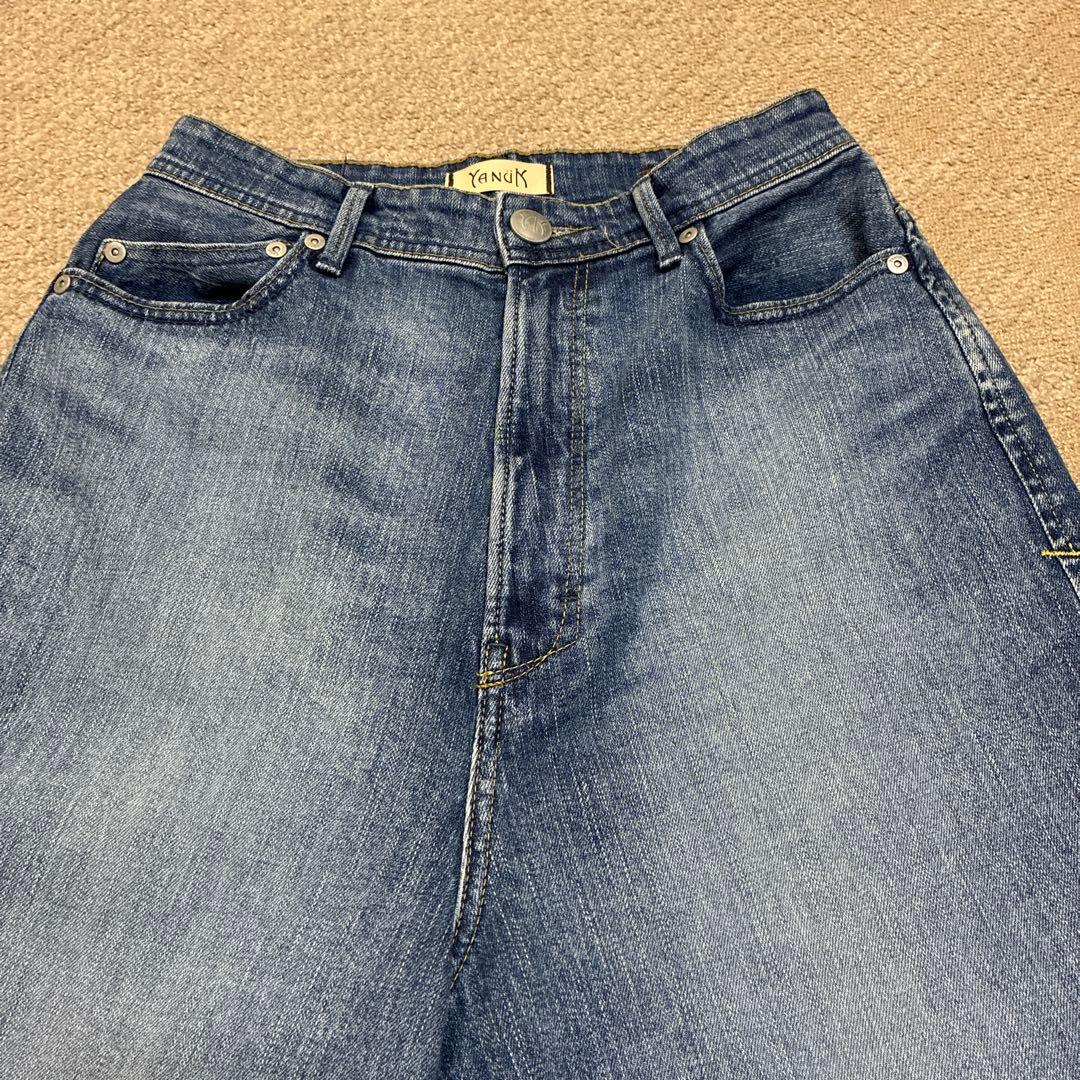 【美品】YANUK ヤヌークJOANルーズストレート 25 FVB 股下65