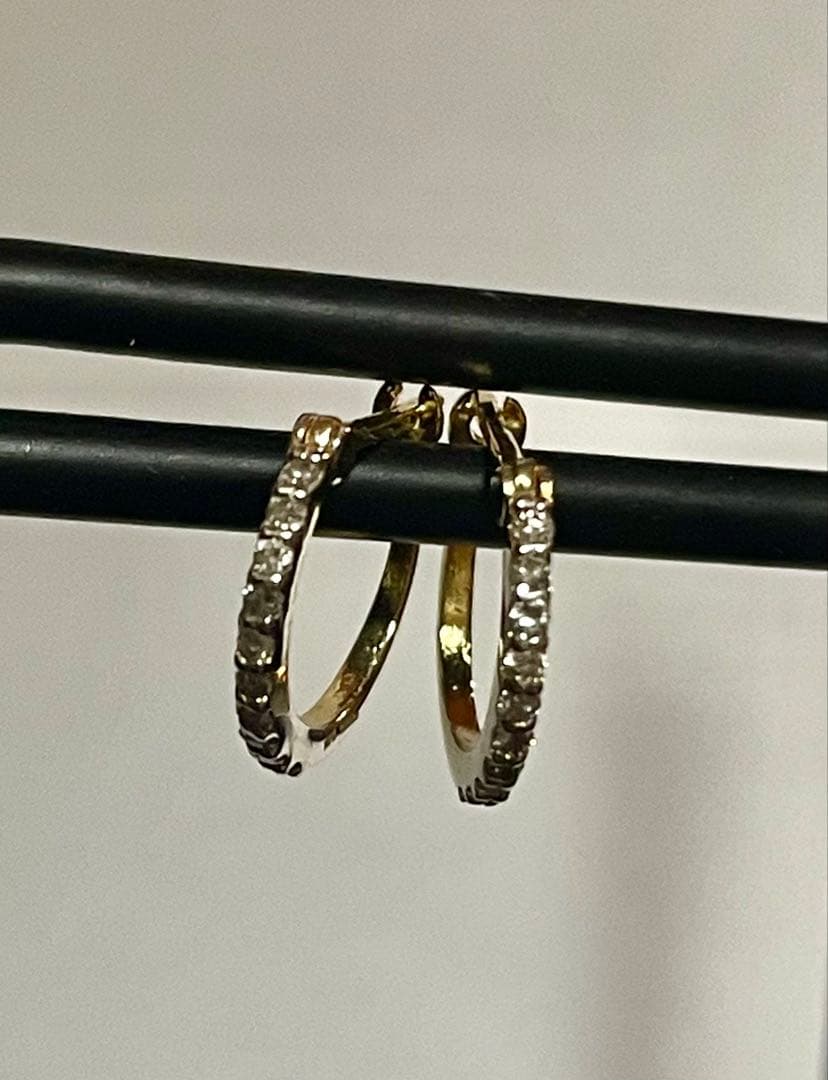 k18金ダイヤモンド0.10ctフープピアス