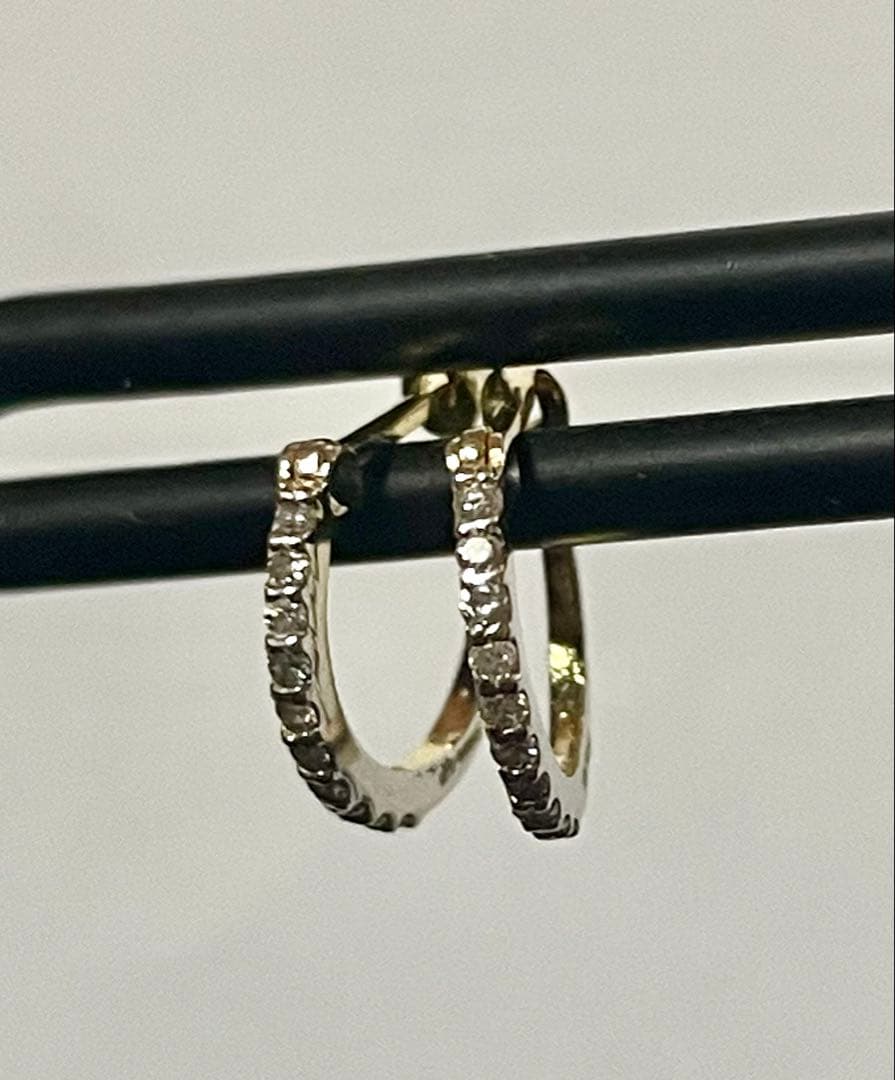 k18金ダイヤモンド0.10ctフープピアス