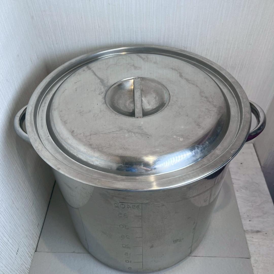 【40ℓ】 寸胴鍋 業務用 18-8 ステンレス製 蓋あり 直径42cm