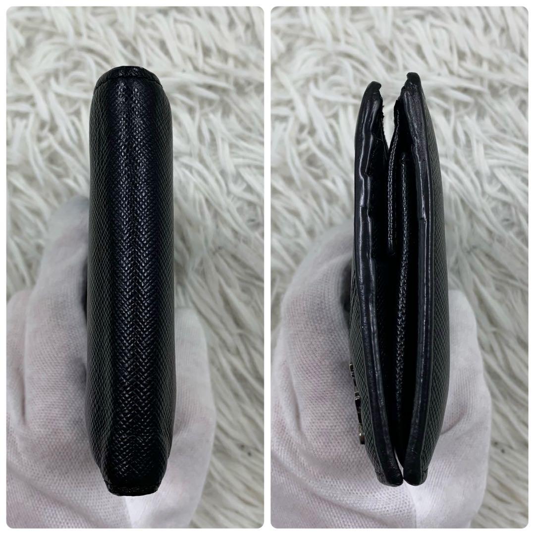 【✨美品✨】プラダ 二つ折り財布 メタルロゴ サフィアーノ ブラック 保存袋付き