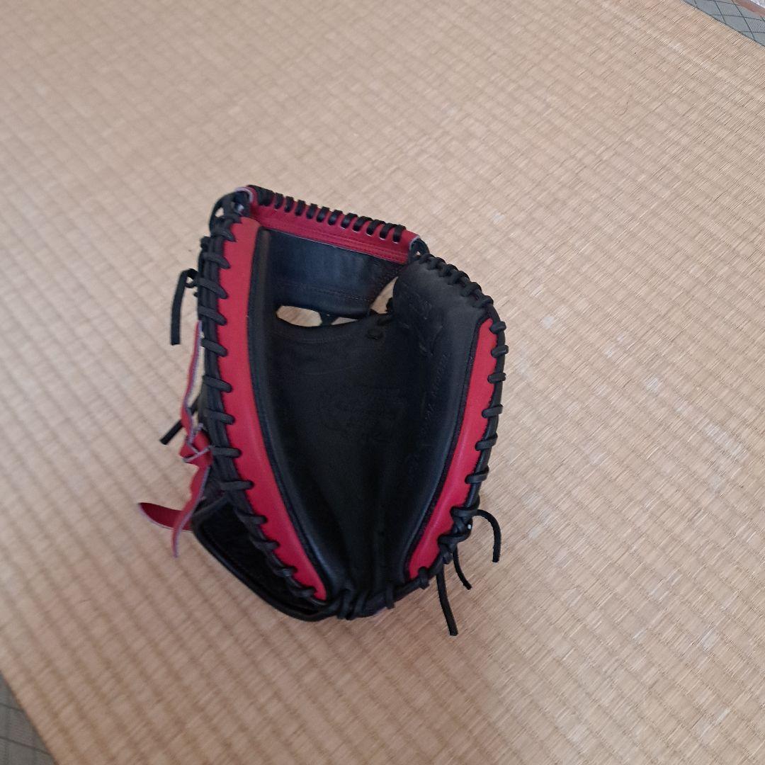 【限定値下げ】ハタケヤマ　甲斐モデル　軟式グローブ 黒/赤 右投げ用