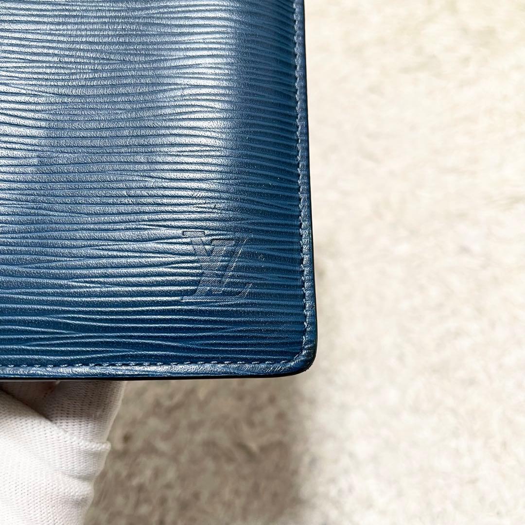 【箱付/良品】ルイヴィトン　長財布　ポルトフォイユ　ブラザ　エピ　レザー　濃青系