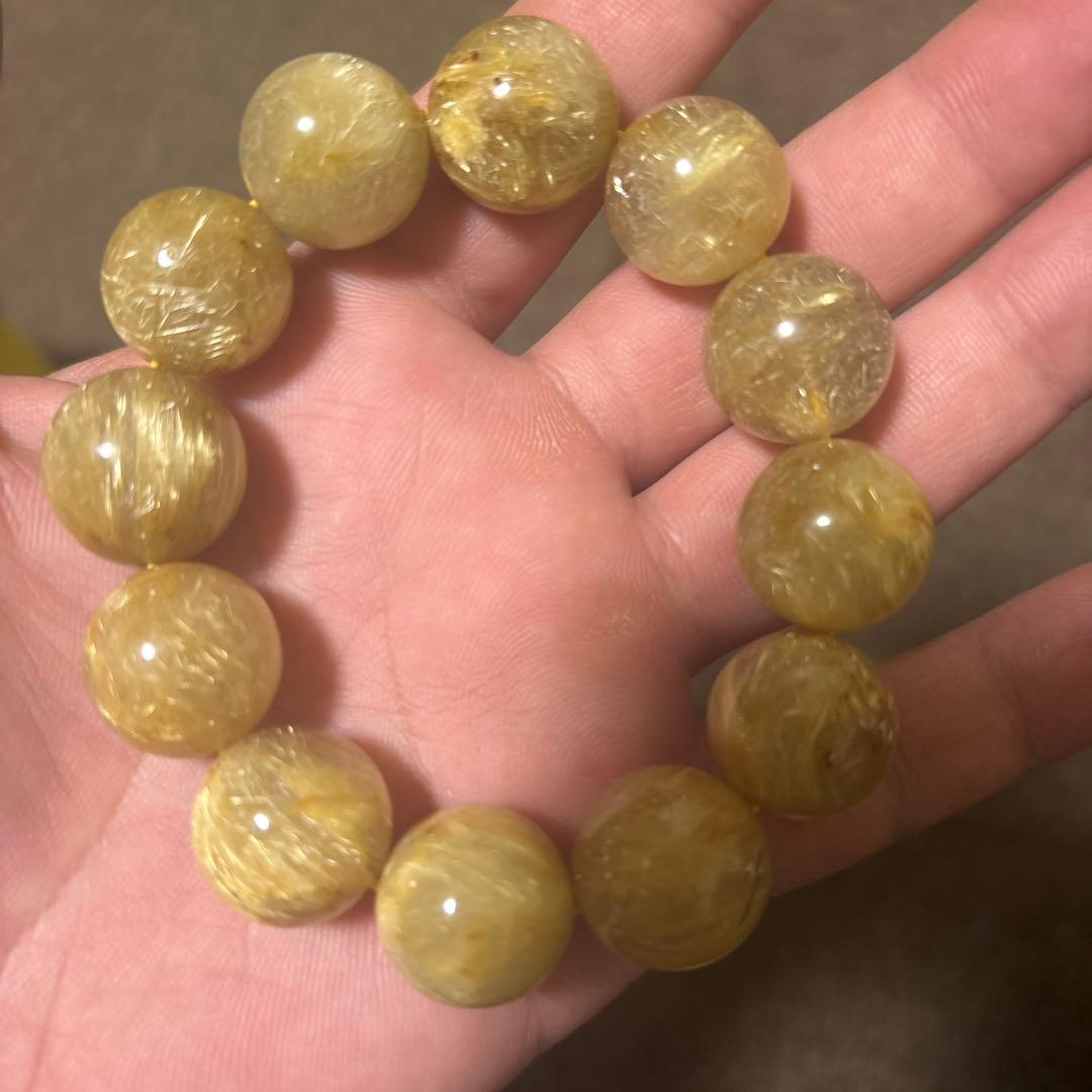 大玉ゴールドルチルクォーツブレスレット