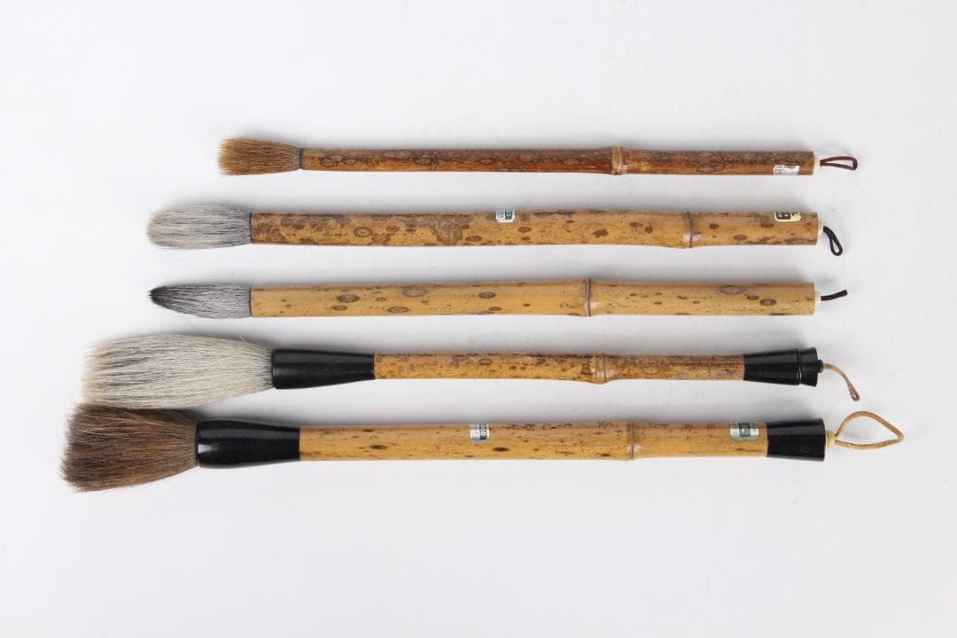 博文堂製 書道筆 斑竹柄 まとめて 大中小セット 高級筆 書道具 FJ11-28