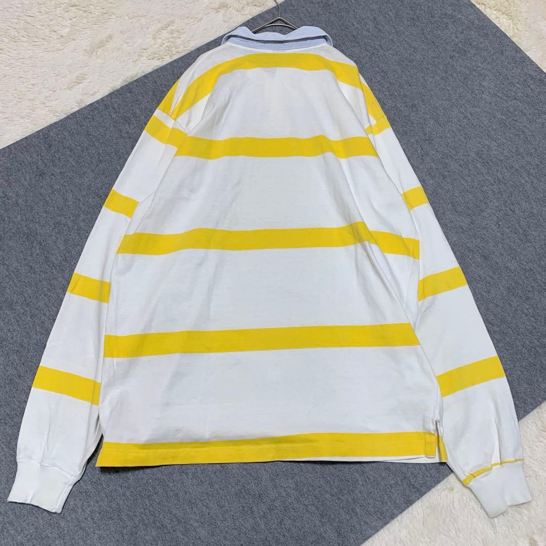 ポロラルフローレン ボーダー柄ラガーシャツ イエロー ポニー刺繍 XL