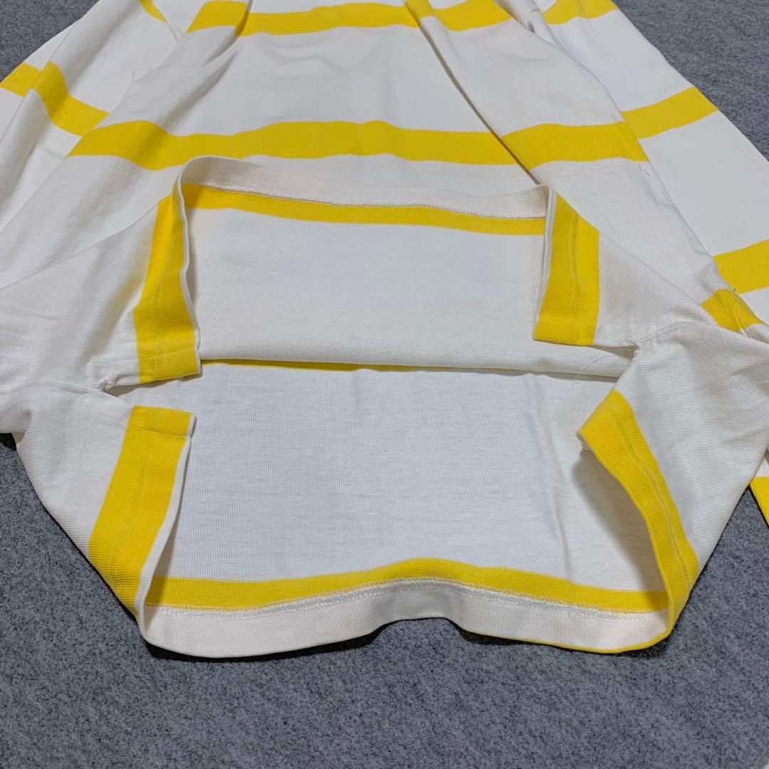 ポロラルフローレン ボーダー柄ラガーシャツ イエロー ポニー刺繍 XL