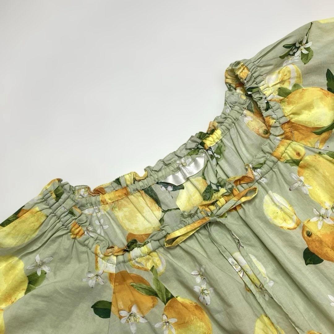 【試着のみ】ピンクハウス ミントグリーン レモン柄 ブラウス/2020年 春