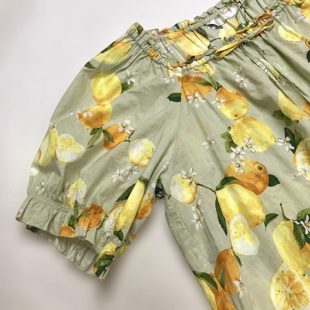 【試着のみ】ピンクハウス ミントグリーン レモン柄 ブラウス/2020年 春