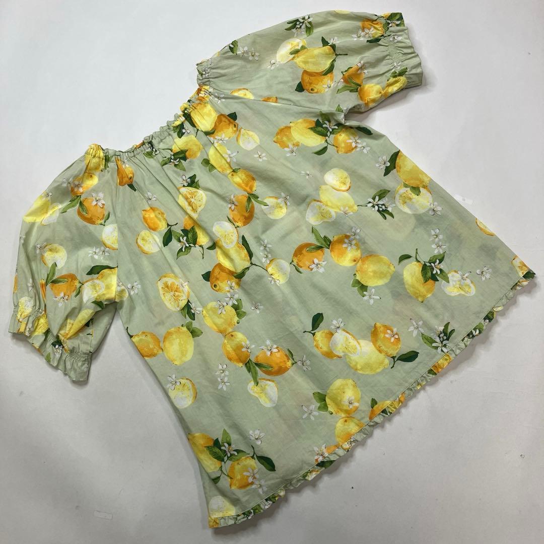 【試着のみ】ピンクハウス ミントグリーン レモン柄 ブラウス/2020年 春