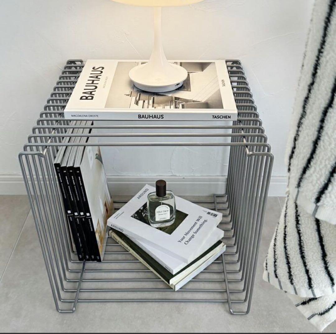 ワイヤー シェルフ 収納 ラック サイドテーブル ディスプレイ シルバー 金属