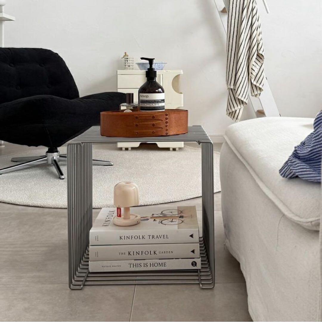 ワイヤー シェルフ 収納 ラック サイドテーブル ディスプレイ シルバー 金属