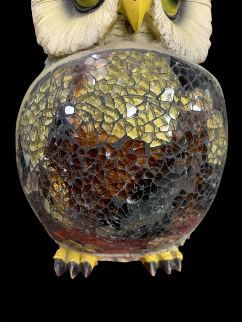 ふくろう型 ステンドグラス風ランプ モザイクランプ