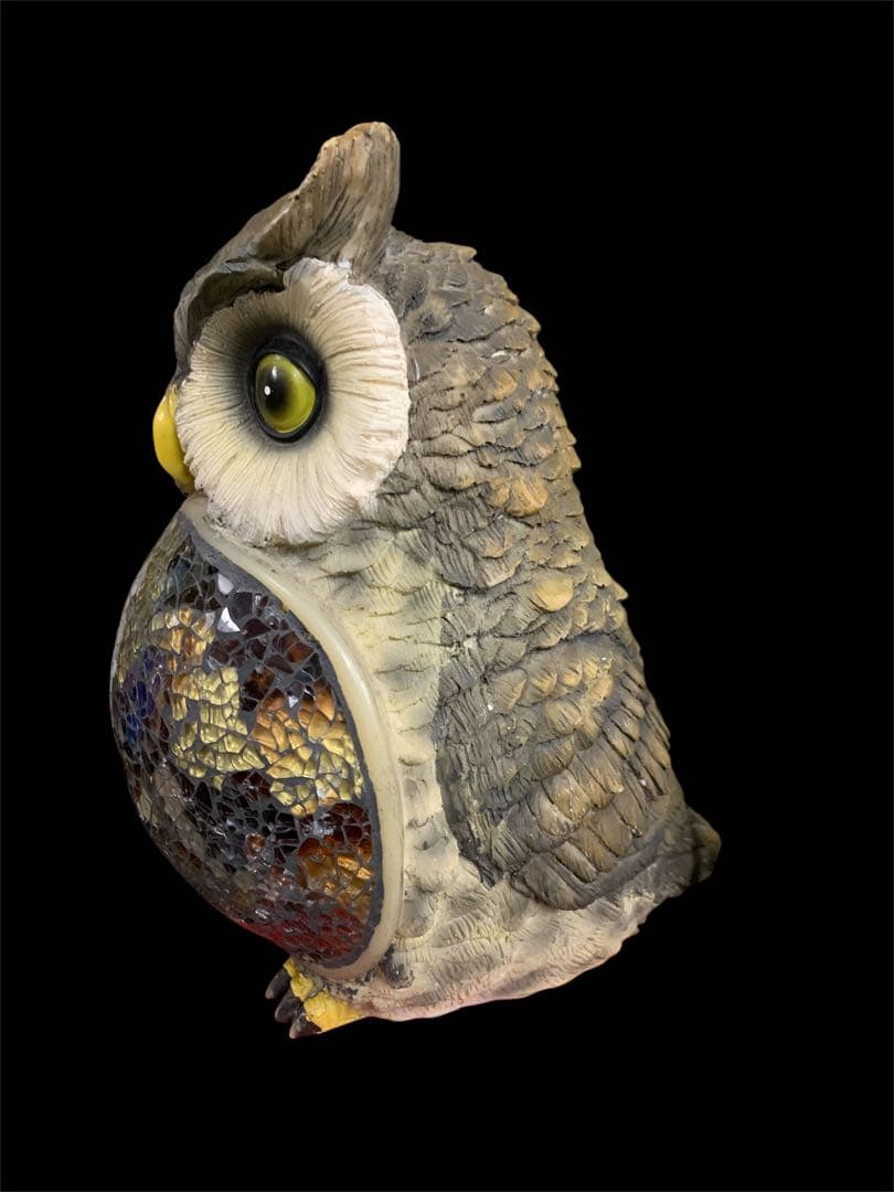 ふくろう型 ステンドグラス風ランプ モザイクランプ