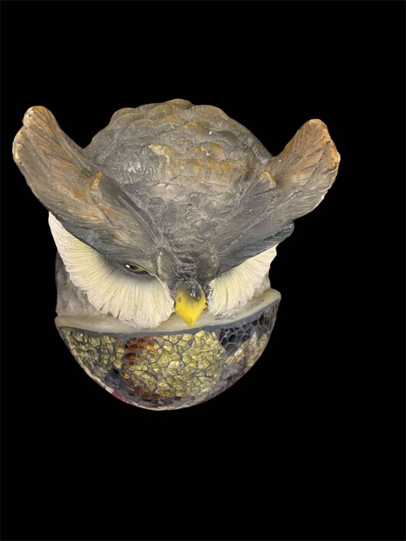 ふくろう型 ステンドグラス風ランプ モザイクランプ