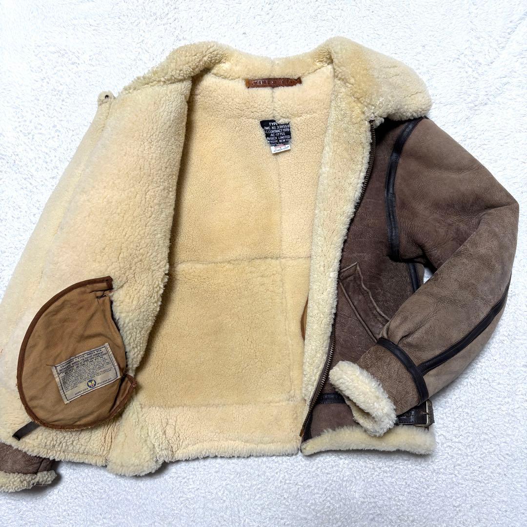 AVIREX B-3 フライトジャケット ムートン 羊革 USA製 38
